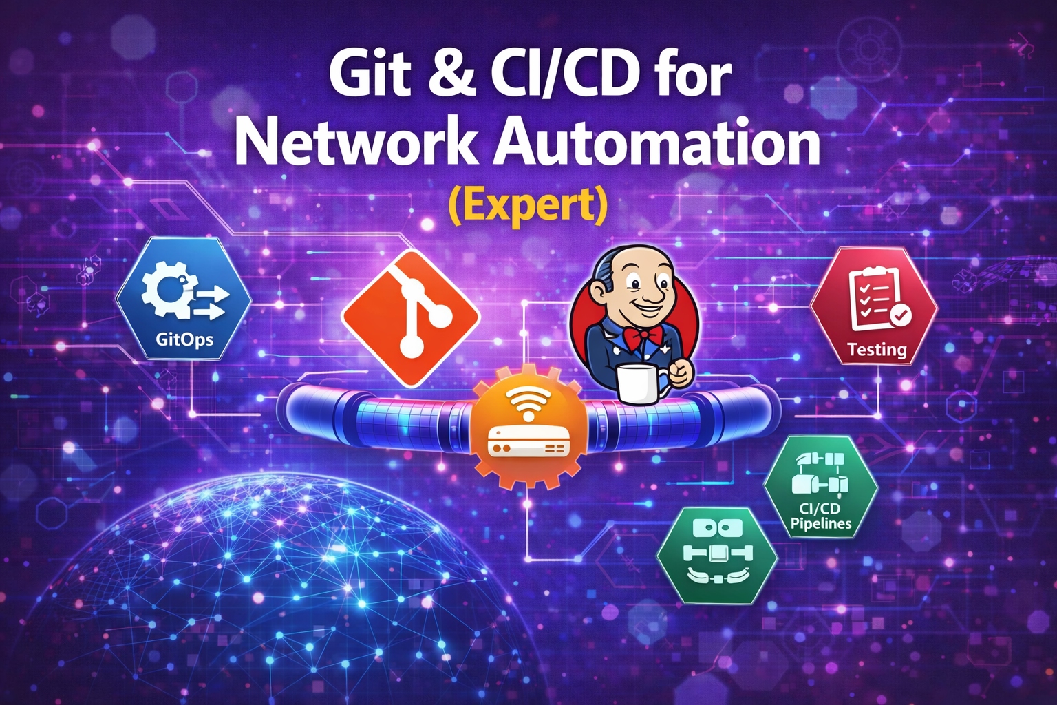 Git and CI/CD for network automation expert course focused on production pipelines and change control