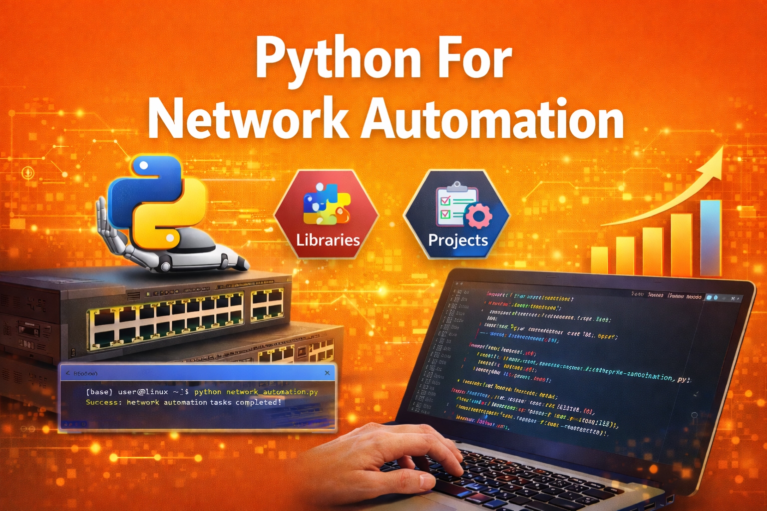 Python for network automation course focused on automation libraries and real-world projects