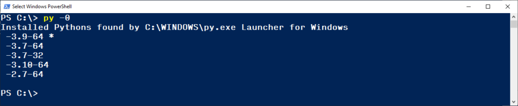 Displaying Installed Python Interpreters