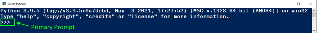 Python Shell - Primary Prompt